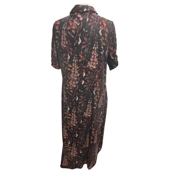 Disturbia Dark Floral Gothic Midi Dress Foxglove Witchy Cottagecore US 12 - Picture 3 of 10